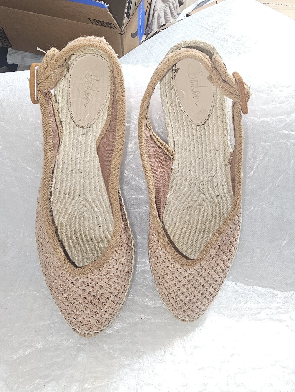 Boden Woven Slingback Espadrille Flat Sandals Size 40 Usa 9 Blush Pink Coastal - Picture 3 of 10